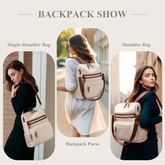 PU Leather Anti-Theft Backpack Purse with 5 Compartments for Women Travel main image 3